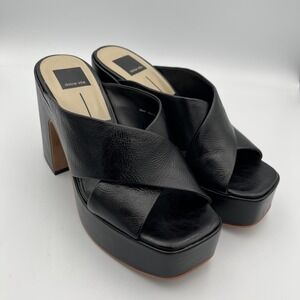 Dolce Vita Women Shoes Size 8 Black Wonder Platform Slide Chunky Heel Sandals